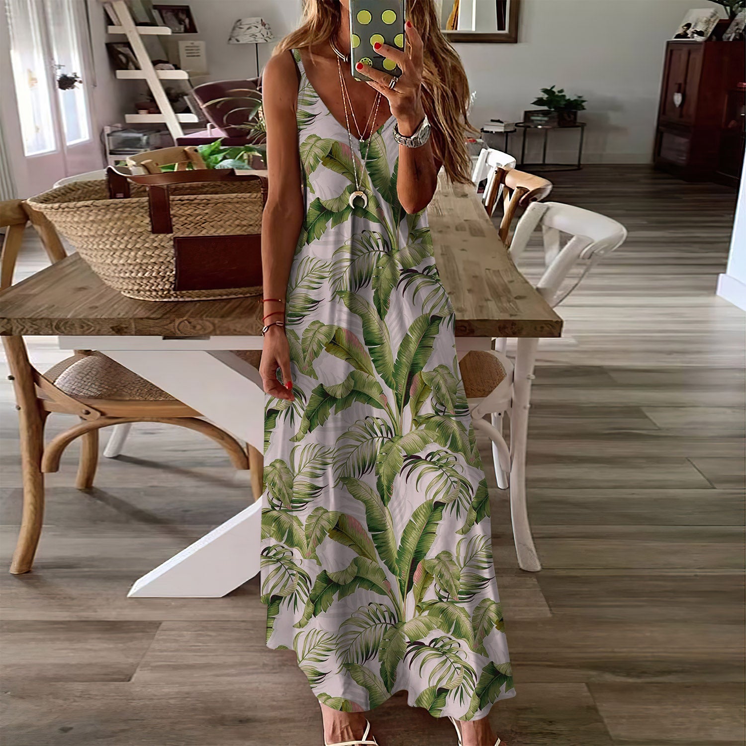Tropical Sleeveless Maxi Dress | Women Summer Dress | Sundress