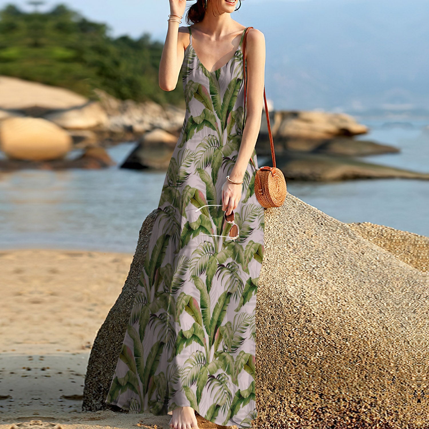 Tropical Sleeveless Maxi Dress | Women Summer Dress | Sundress