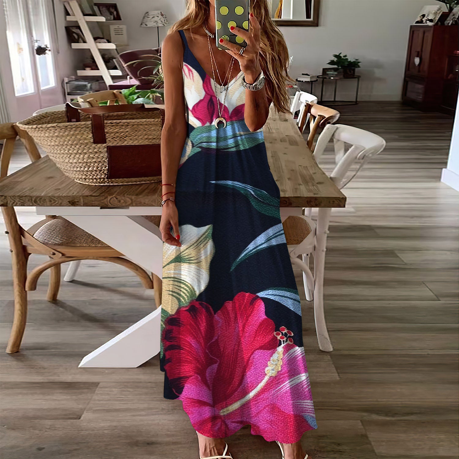 Tropical Sleeveless Maxi Dress | Women Summer Dress | Sundress