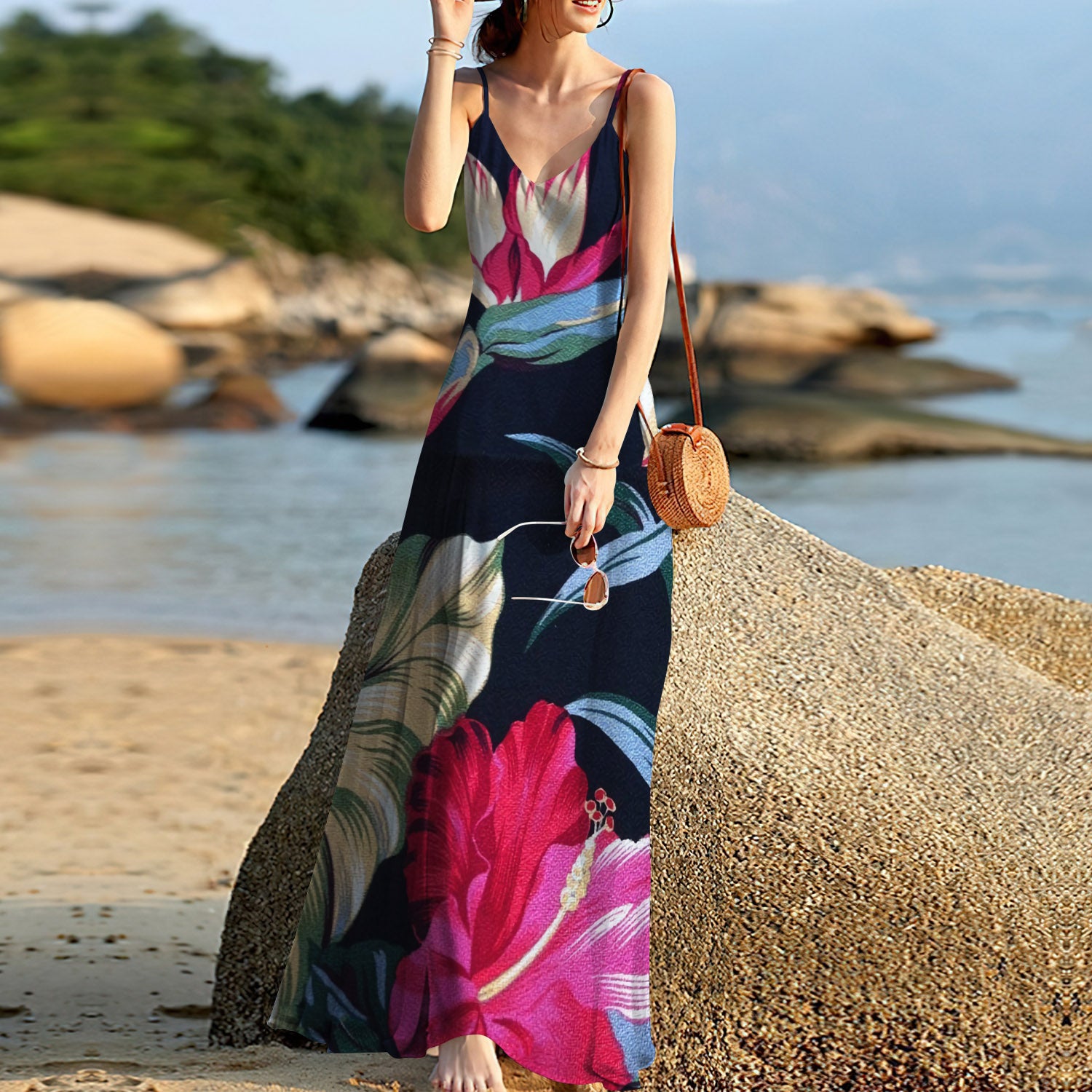 Tropical Sleeveless Maxi Dress | Women Summer Dress | Sundress