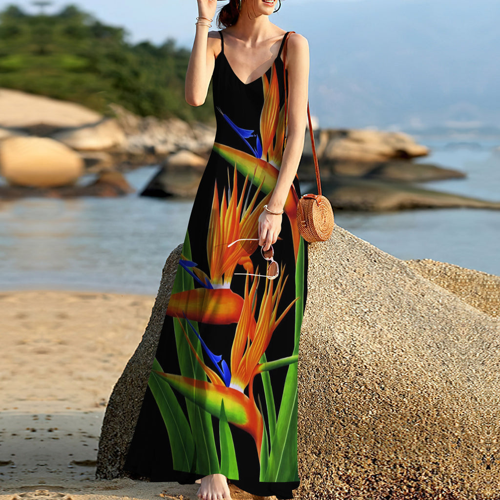 Tropical Flower Sleeveless Maxi Dress | Women Summer Dress | Sundress