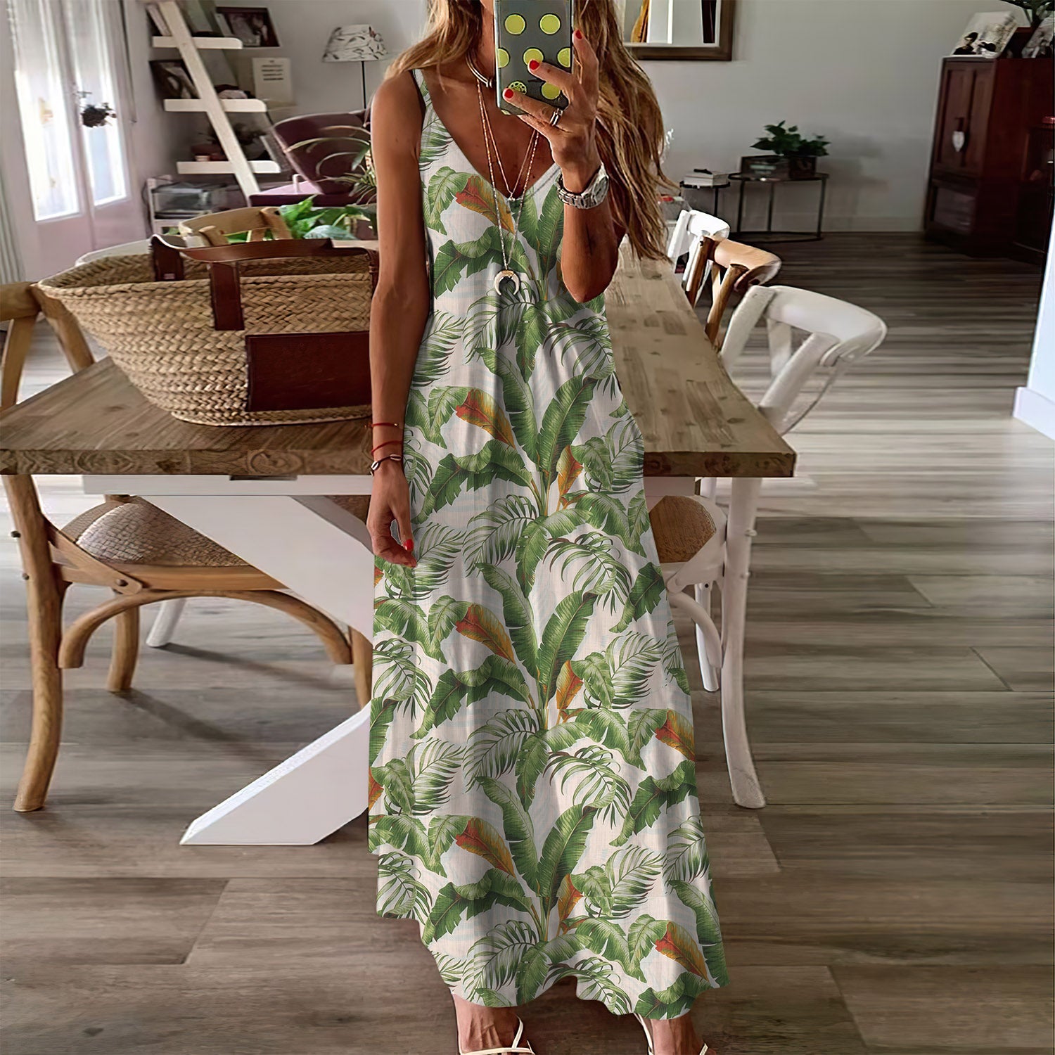 Tropical Sleeveless Maxi Dress | Women Summer Dress | Sundress