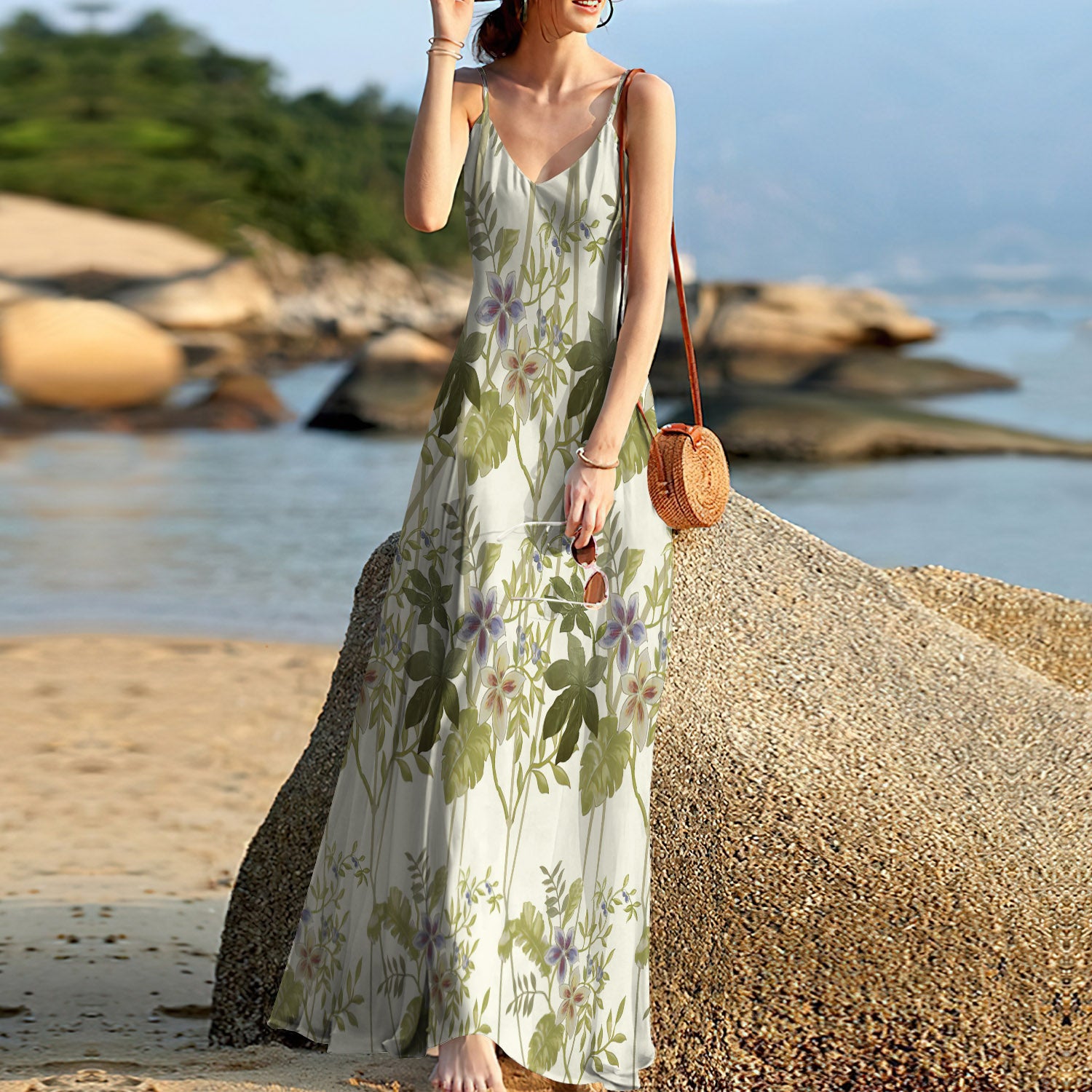 Tropical Sleeveless Maxi Dress | Women Summer Dress | Sundress
