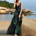 Coconut Leaves Tropical Sleeveless Maxi Dress | Women Summer Dress | Sundress