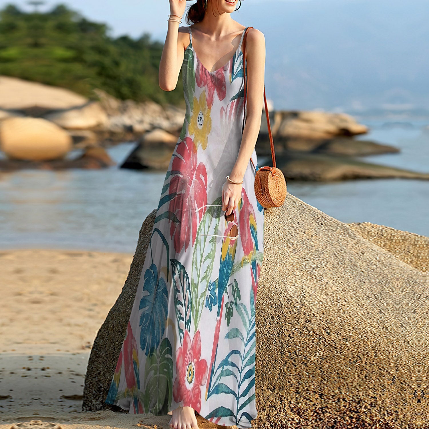 Tropical Paradise Sleeveless Maxi Dress | Women Summer Dress | Sundress