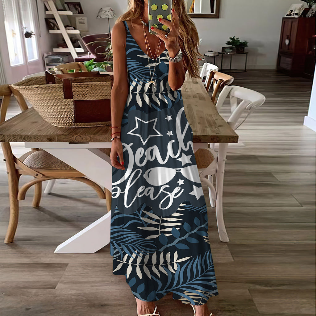 Tropical Beach Sleeveless Maxi Dress | Women Summer Dress | Sundress
