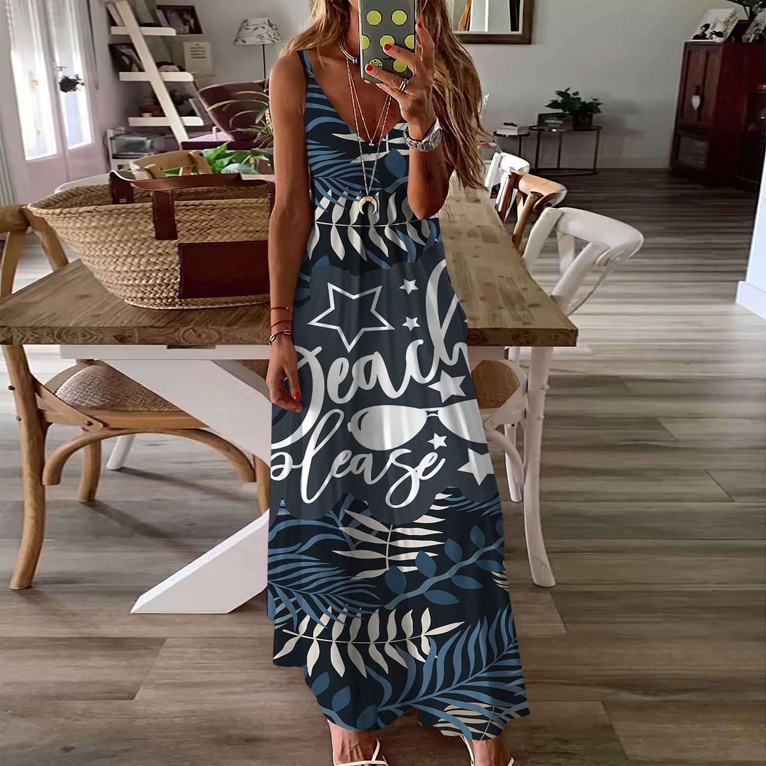 Tropical Beach Sleeveless Maxi Dress | Women Summer Dress | Sundress