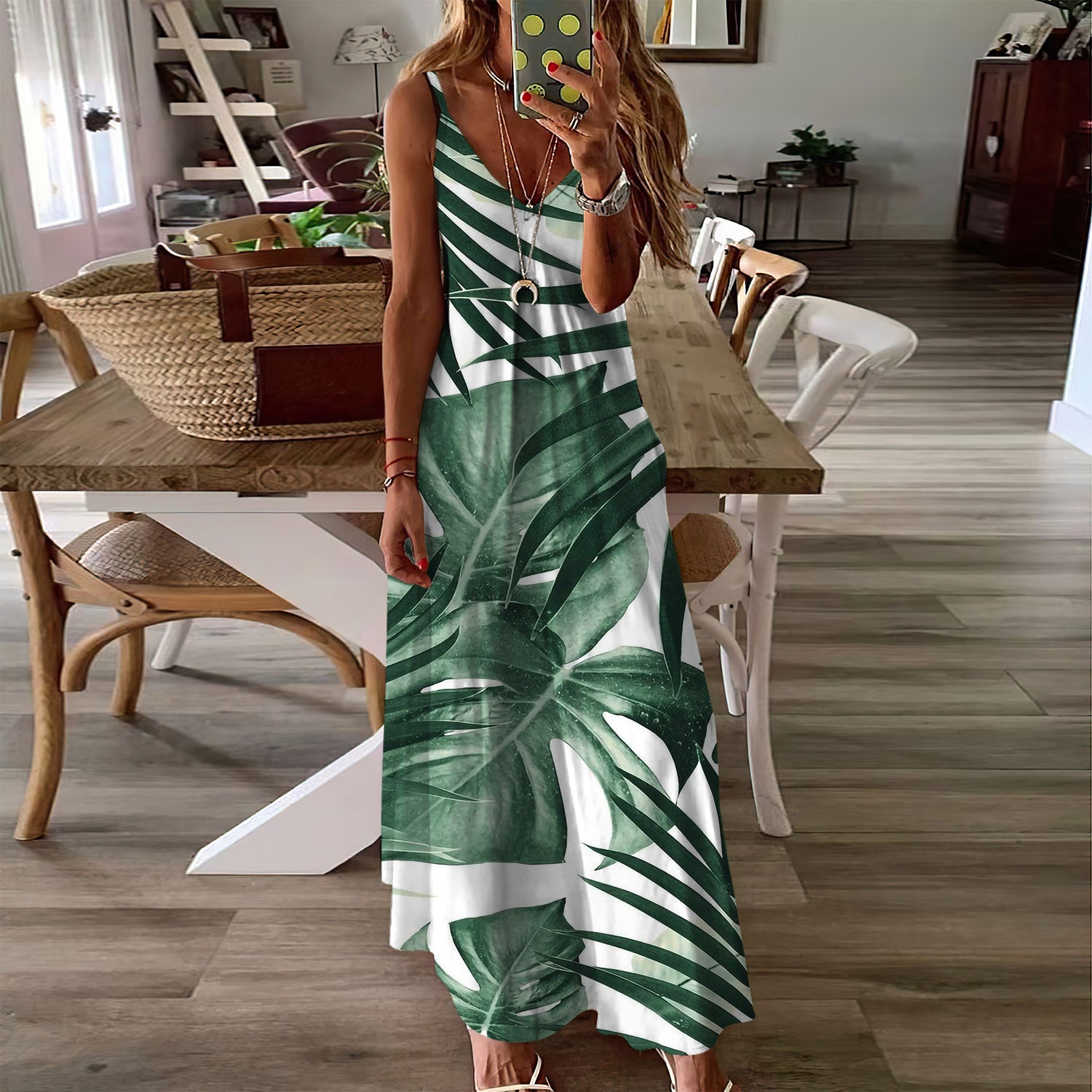 Tropical Forest Hawaii Sleeveless Maxi Dress | Women Summer Dress | Sundress